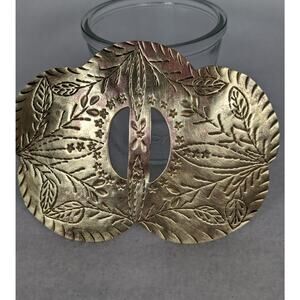 Handmade brass/copper belt buckle Artisan very old 11/4' belt allow5"x3 3/4"